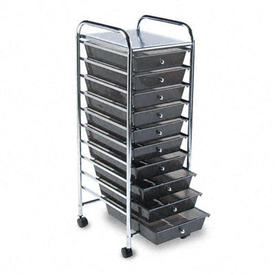 Advantus 34007 Portable Ten-Drawer Organizer  Chrome Metal Frame/Drawe